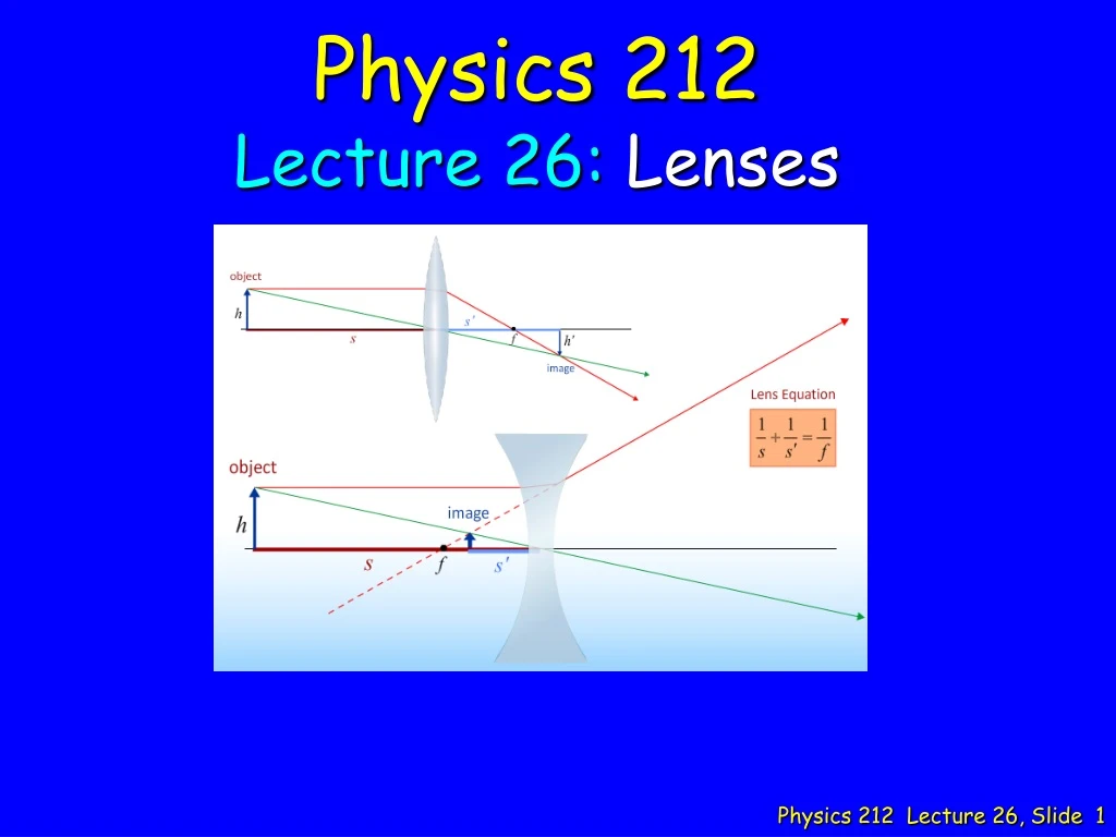 physics 212 lecture 26 lenses