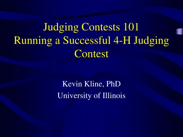 Judging Contests 101 Running a Successful 4-H Judging Contest