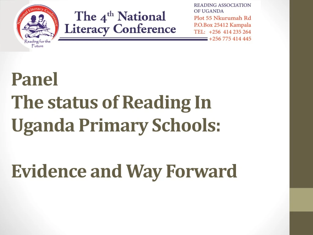 panel the status of reading in uganda primary schools evidence and way forward