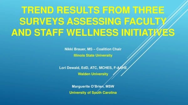 Trend Results from Three Surveys Assessing Faculty and Staff Wellness Initiatives