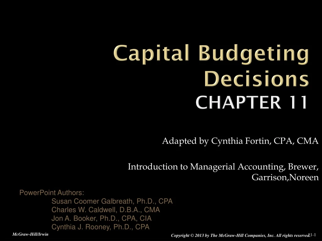capital budgeting decisions chapter 11
