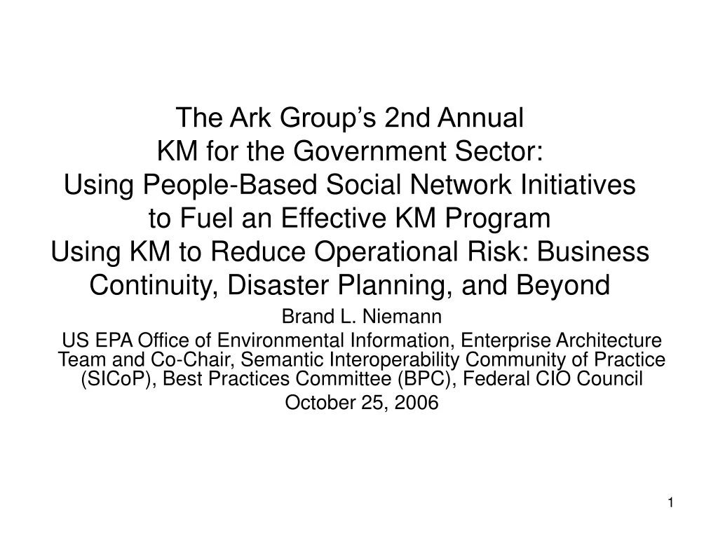 the ark group s 2nd annual km for the government