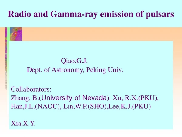 Radio and Gamma-ray emission of pulsars