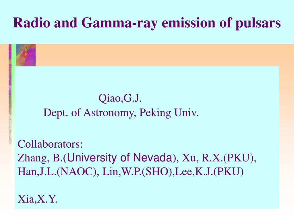 radio and gamma ray emission of pulsars