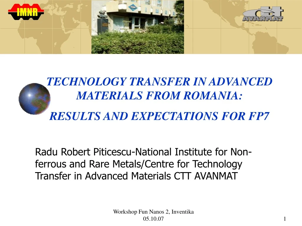 technology transfer in advanced materials from romania results and expectations for fp7