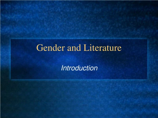 Gender and Literature