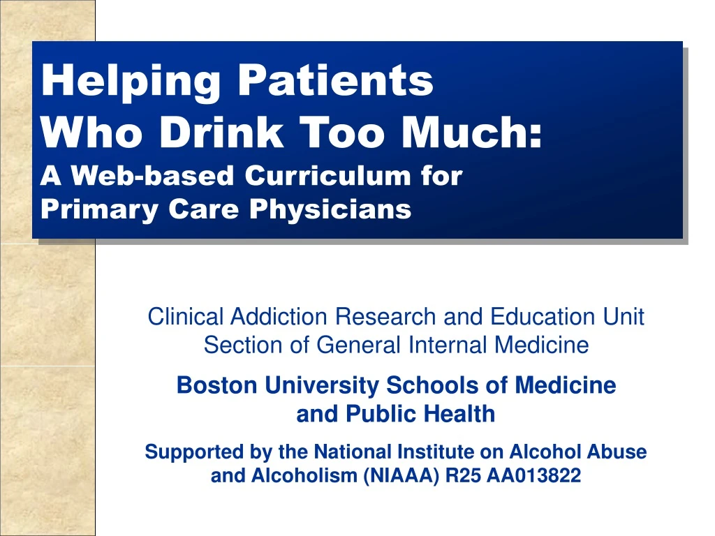 helping patients who drink too much a web based curriculum for primary care physicians