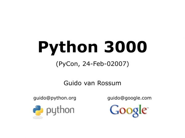 Python 3000 (PyCon, 24-Feb-02007)