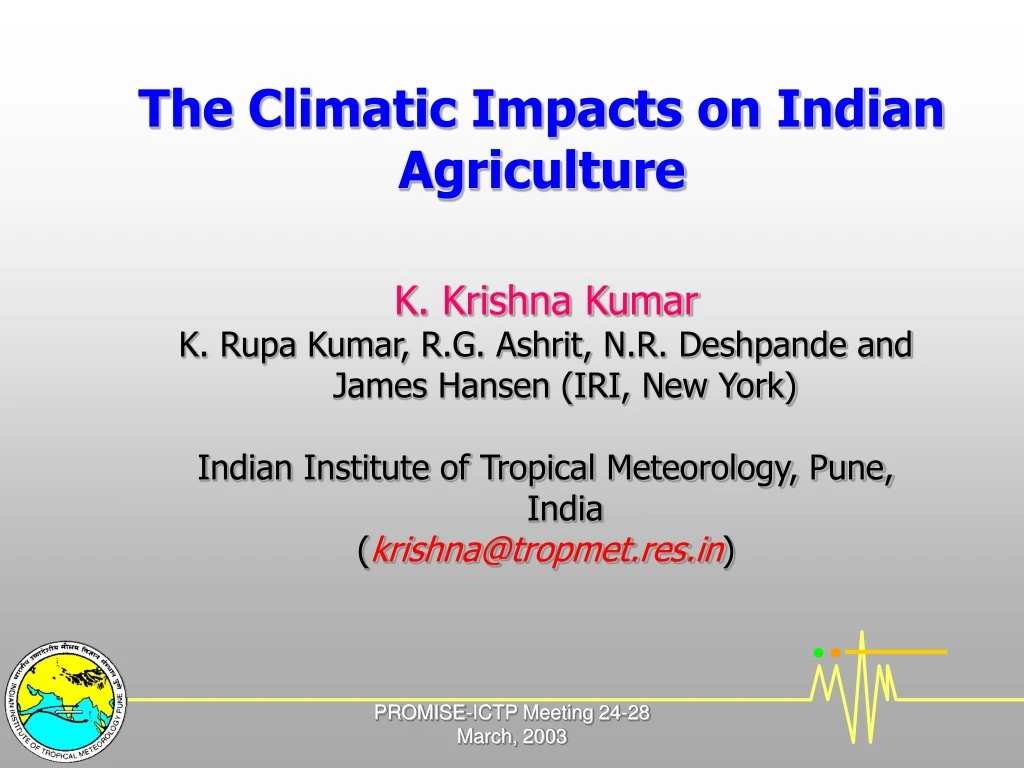 the climatic impacts on indian agriculture