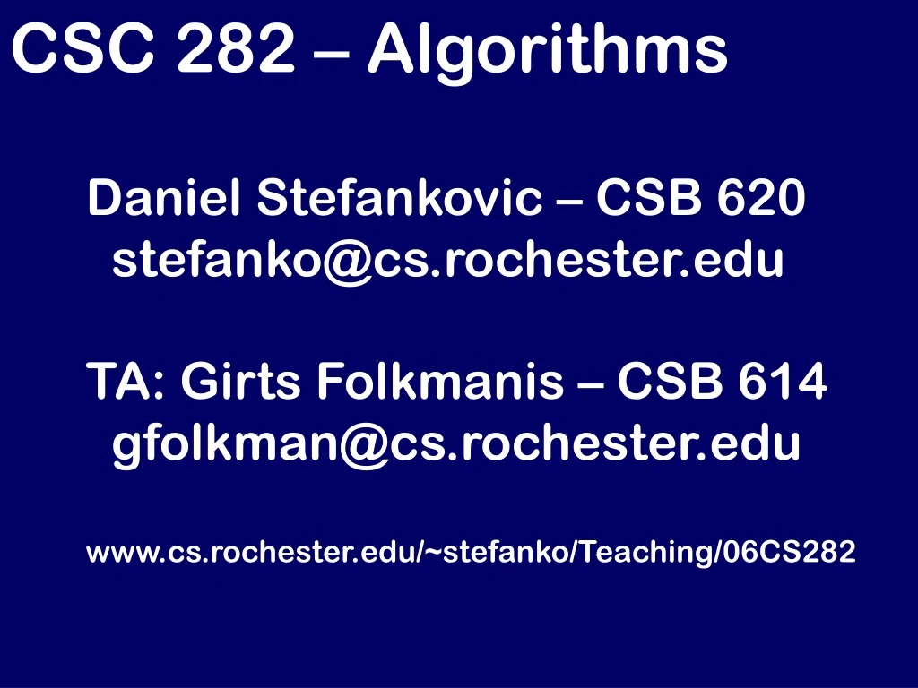 csc 282 algorithms