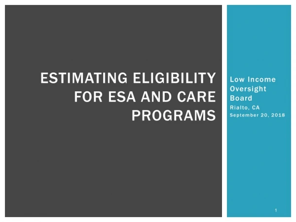 Estimating Eligibility for ESA and CARE Programs