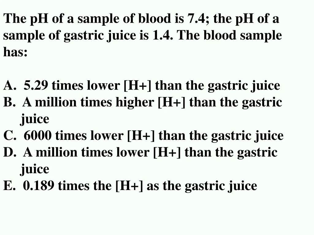 the ph of a sample of blood