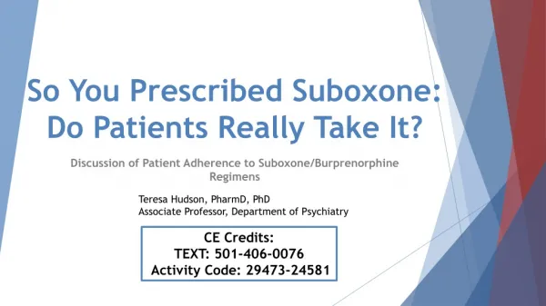 So You Prescribed Suboxone : Do Patients Really Take It?