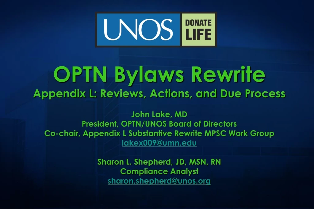 optn bylaws rewrite appendix l reviews actions