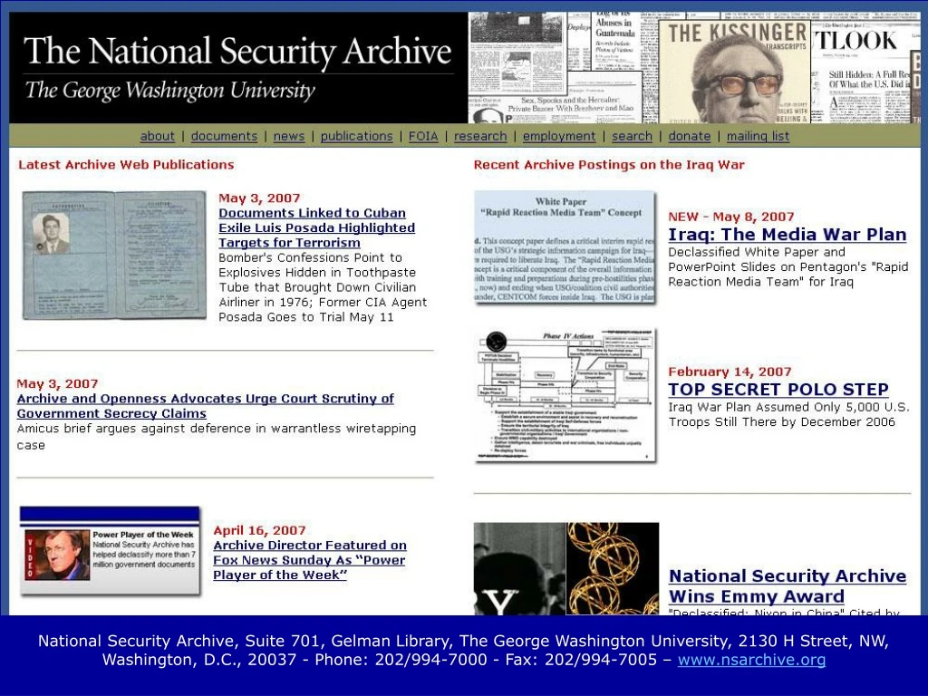 national security archive suite 701 gelman