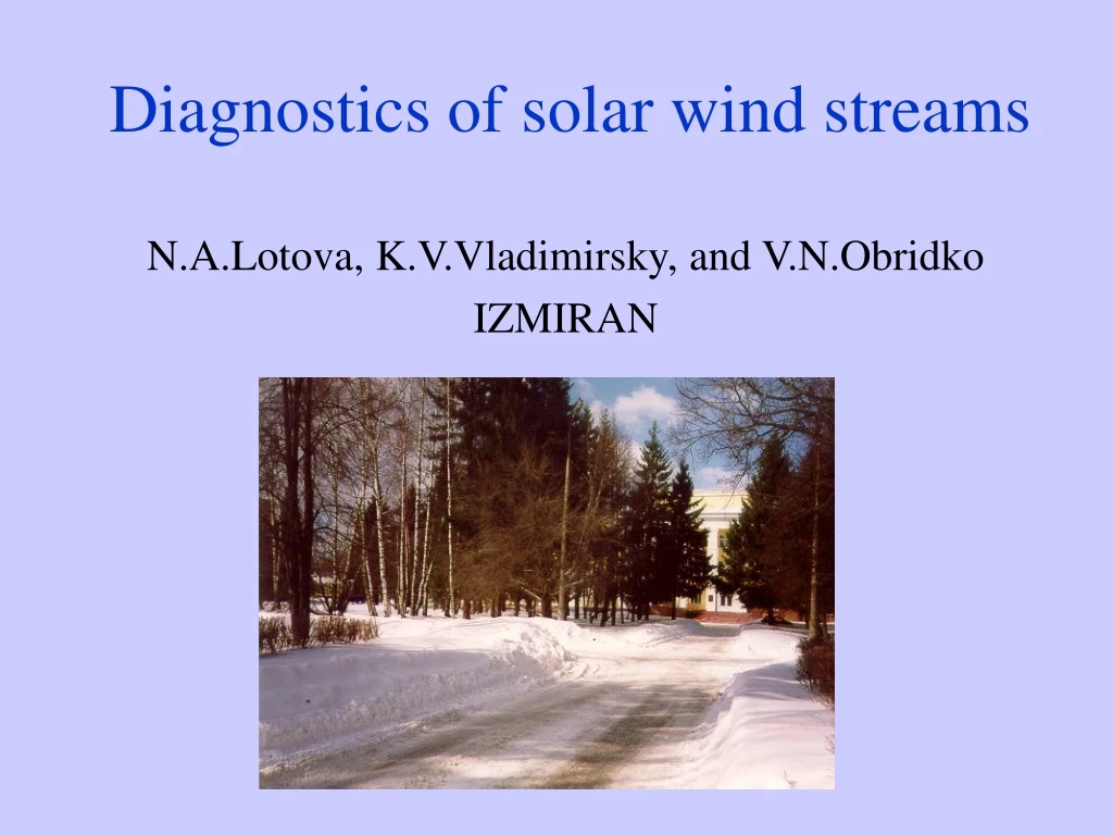 diagnostics of solar wind streams