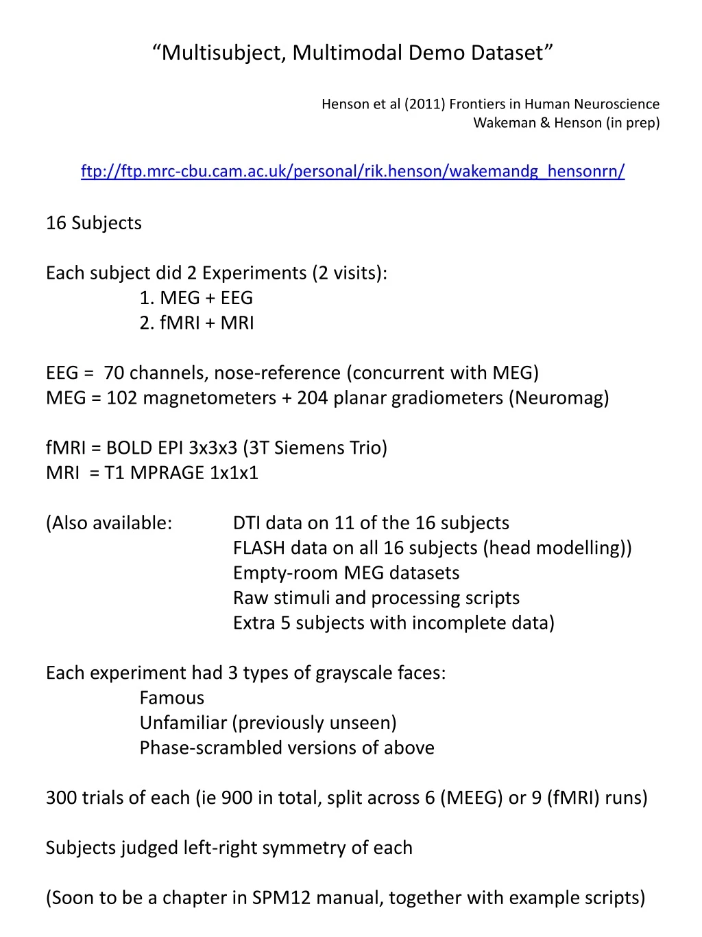 multisubject multimodal demo dataset henson