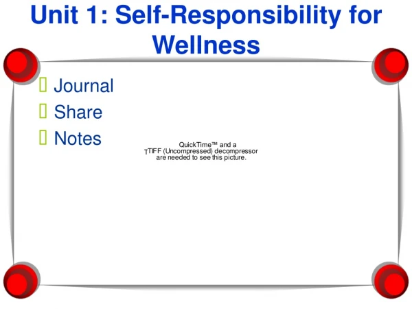Unit 1: Self-Responsibility for Wellness