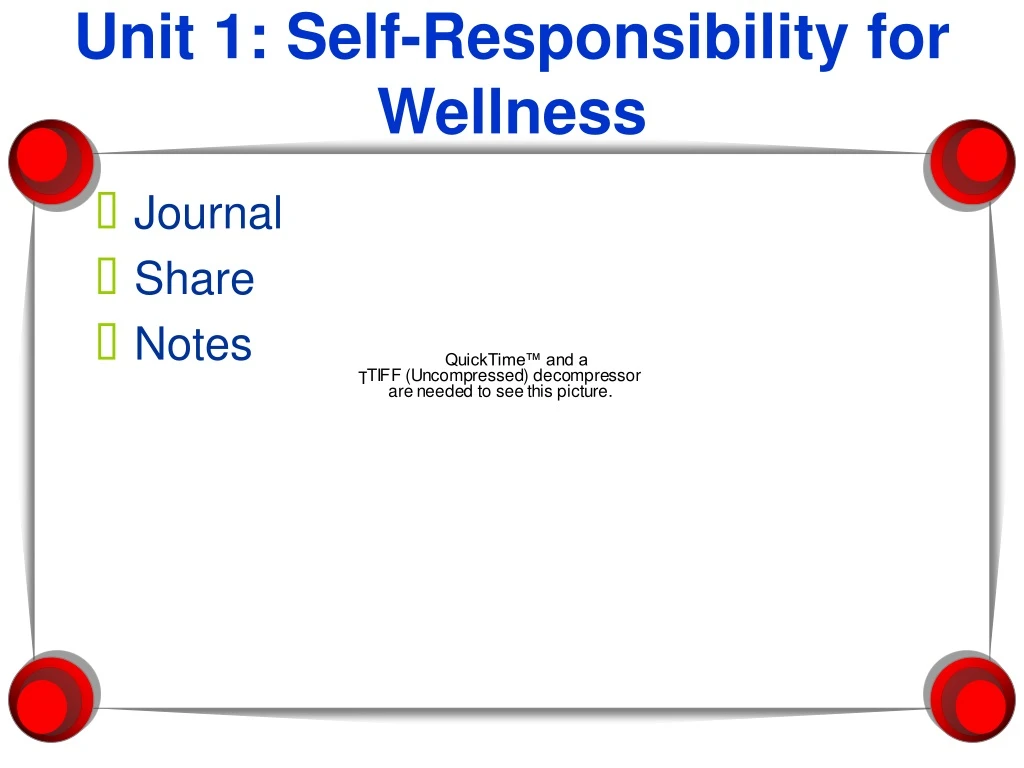 unit 1 self responsibility for wellness