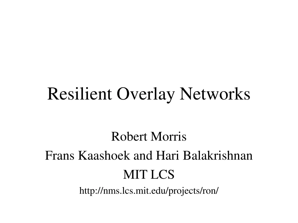 resilient overlay networks