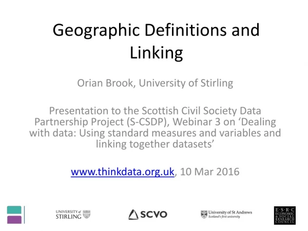 Geographic Definitions and Linking