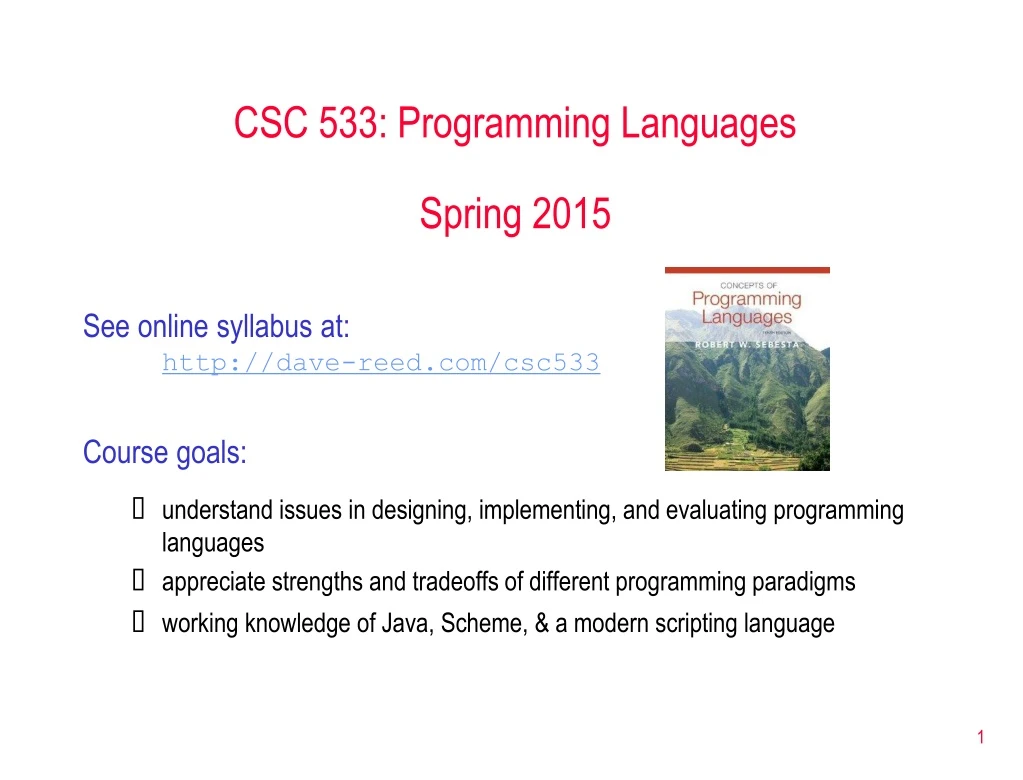 csc 533 programming languages spring 2015