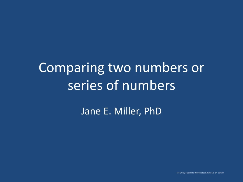 comparing two numbers or series of numbers