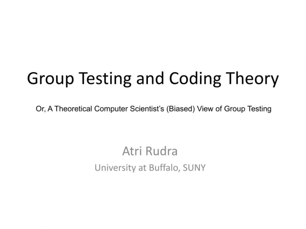 Group Testing and Coding Theory