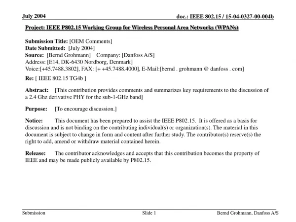 Project: IEEE P802.15 Working Group for Wireless Personal Area Networks (WPANs)