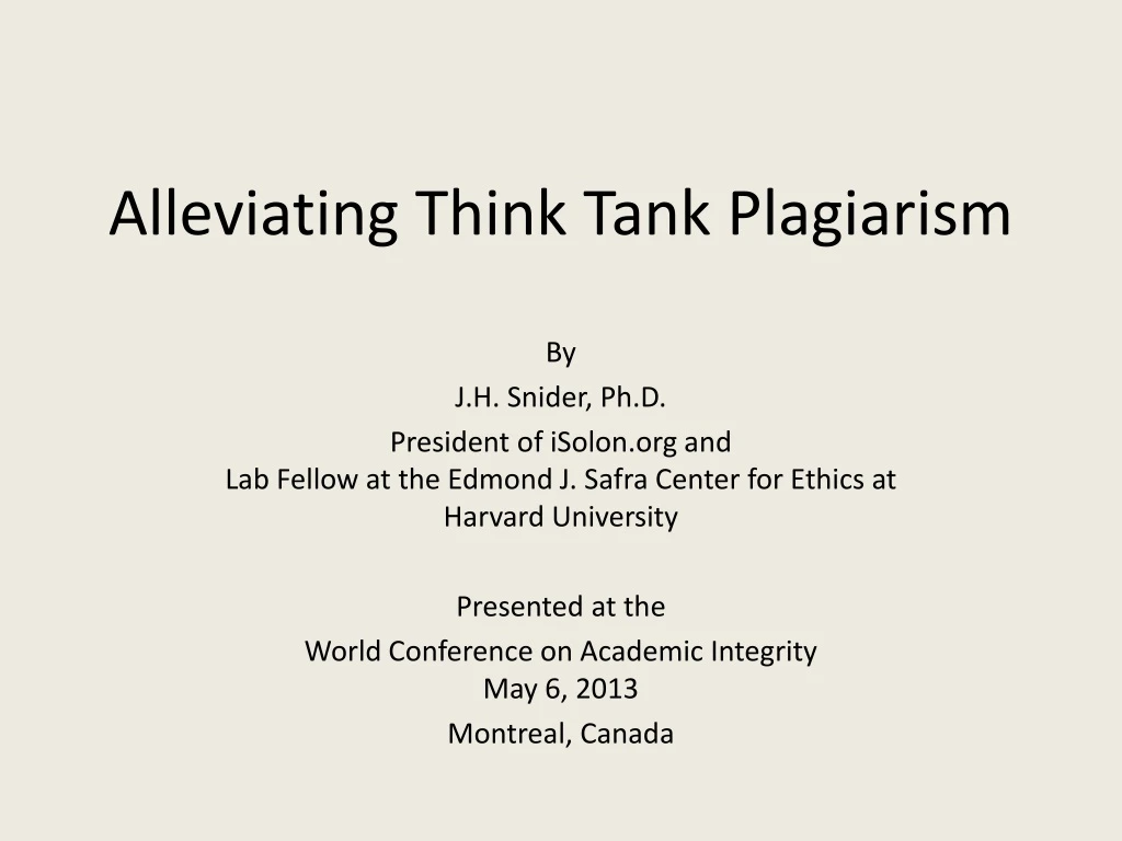 alleviating think tank plagiarism