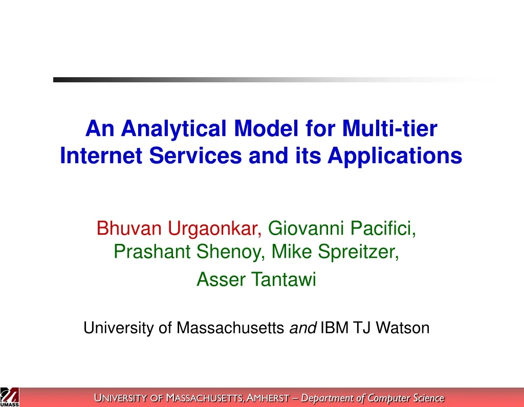 an analytical model for multi tier internet services and its applications