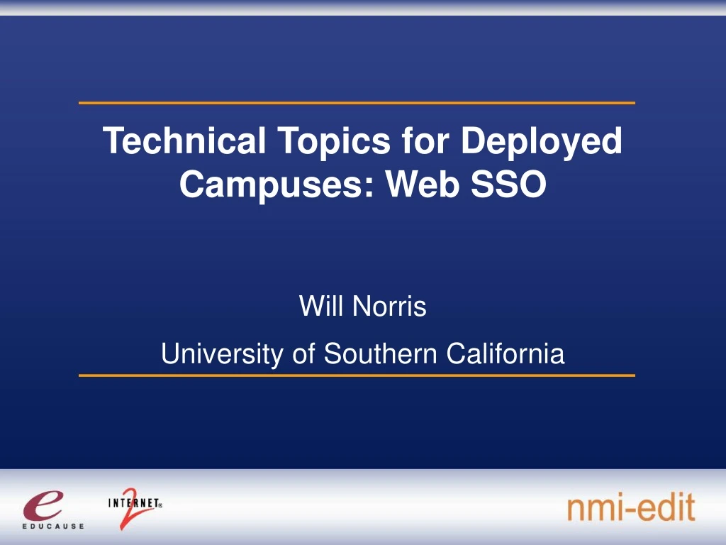 technical topics for deployed campuses web sso