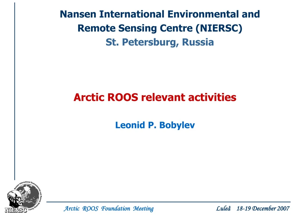 nansen international environmental and remote sensing centre niersc st petersburg russia