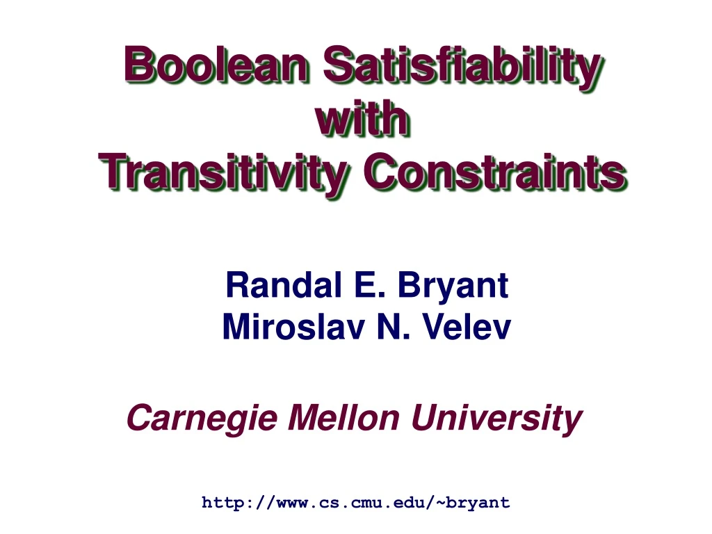 boolean satisfiability with transitivity