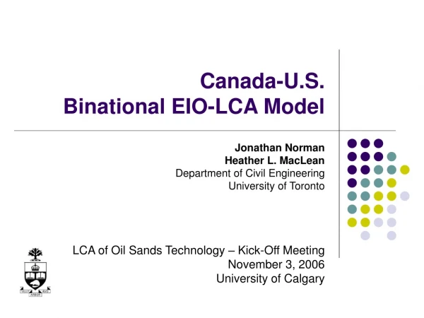Canada-U.S.  Binational EIO-LCA Model