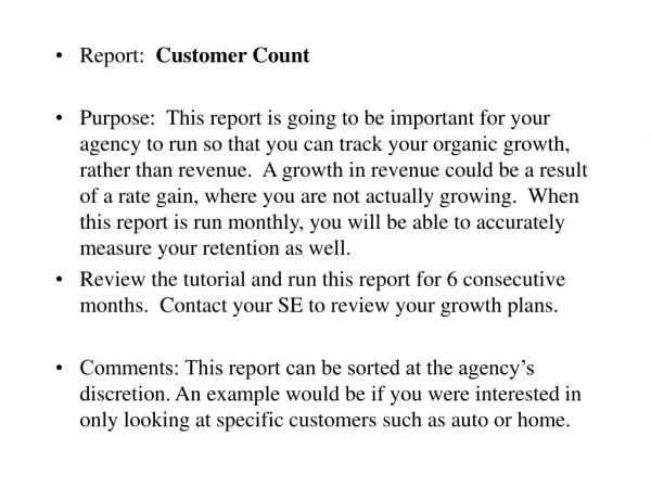 Report:   Customer Count