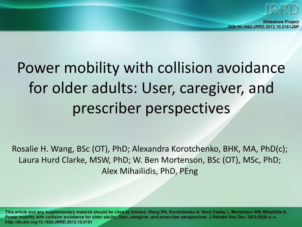 power mobility with collision avoidance for older adults user caregiver and prescriber perspectives