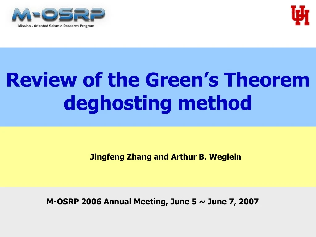 review of the green s theorem deghosting method