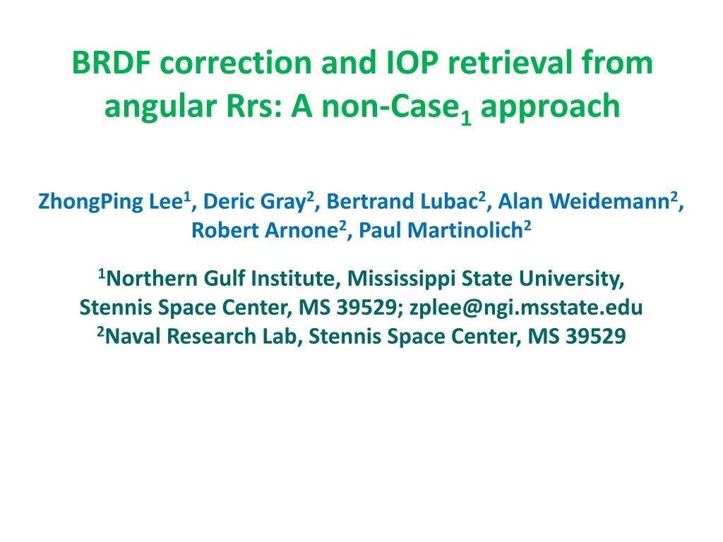 brdf correction and iop retrieval from angular