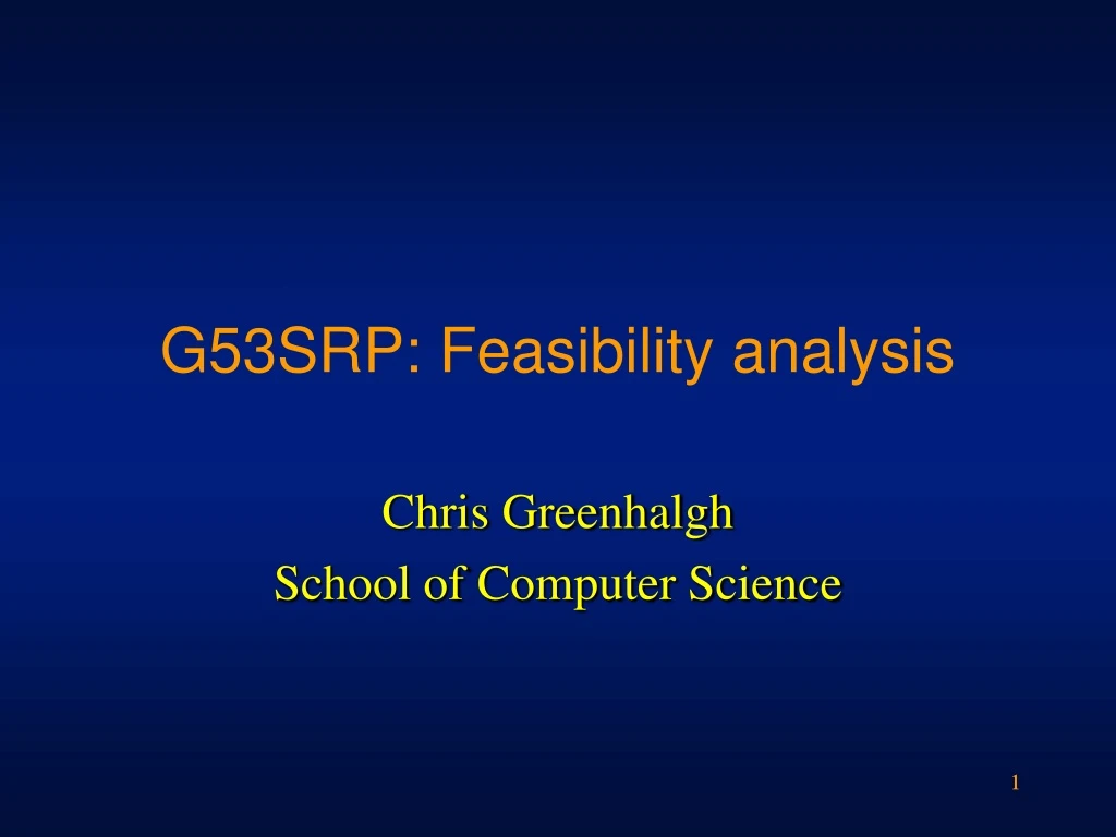 g53srp feasibility analysis