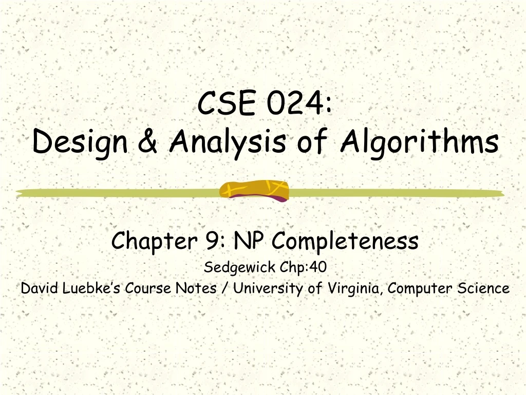 cs e 024 design analysis of algorithms