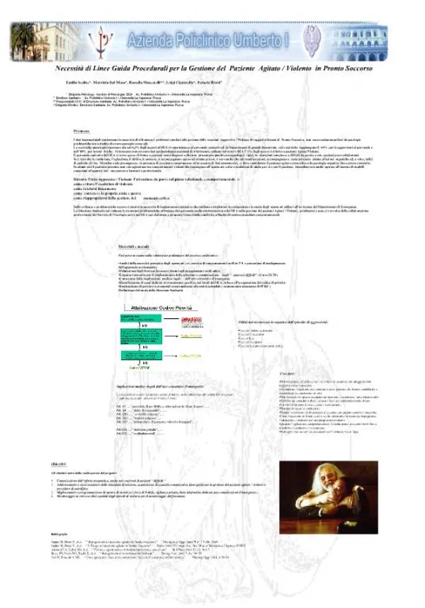 Necessit di Linee Guida Procedurali per la Gestione del Paziente Agitato