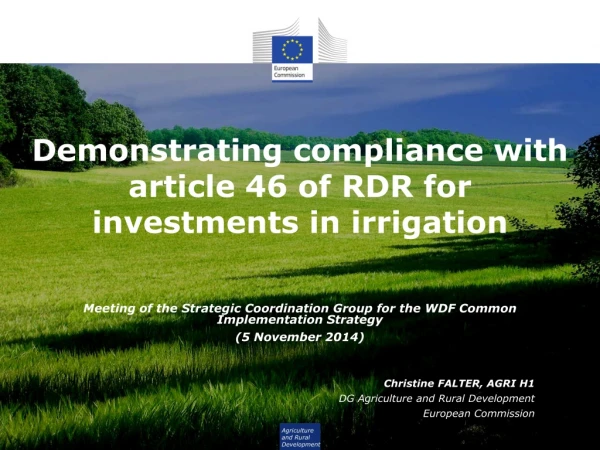 Demonstrating compliance with article 46 of RDR for investments in irrigation