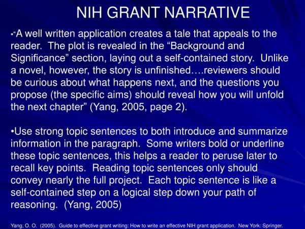 NIH GRANT NARRATIVE