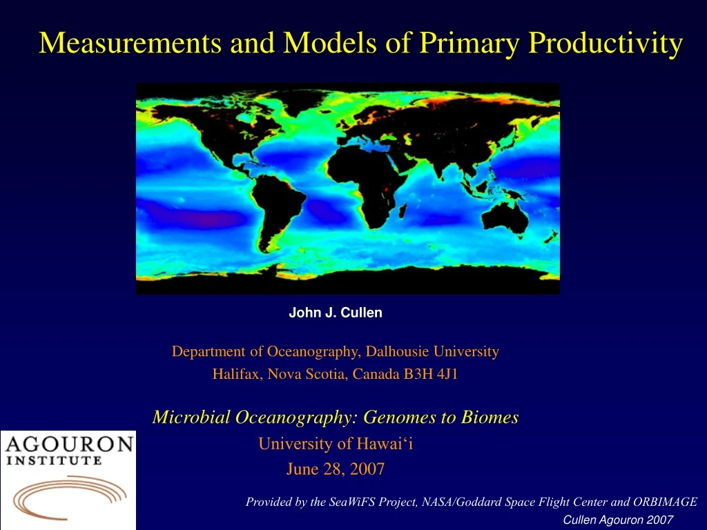 measurements and models of primary productivity