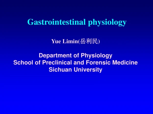 Gastrointestinal physiology