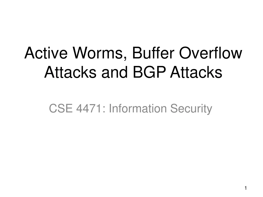 active worms buffer overflow attacks and bgp attacks
