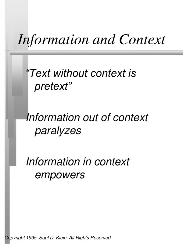Information and Context