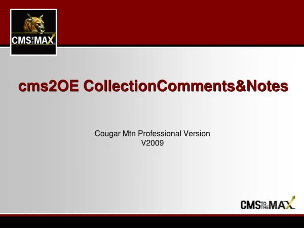 cms2OE CollectionComments&amp;Notes