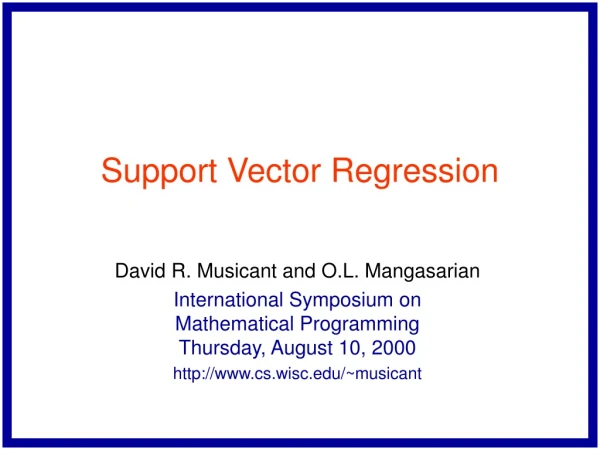 Support Vector Regression